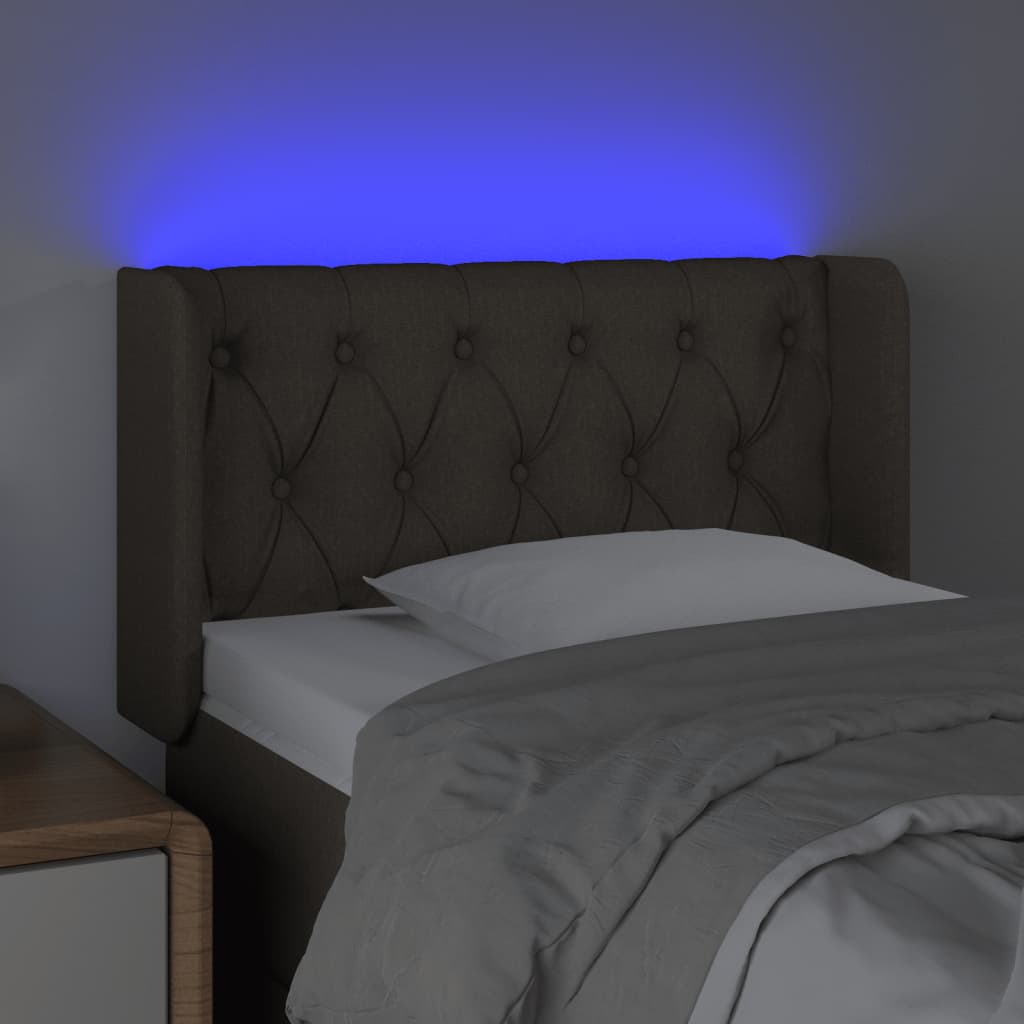 Testiera a LED Tortora 83x16x78/88 cm in Tessuto