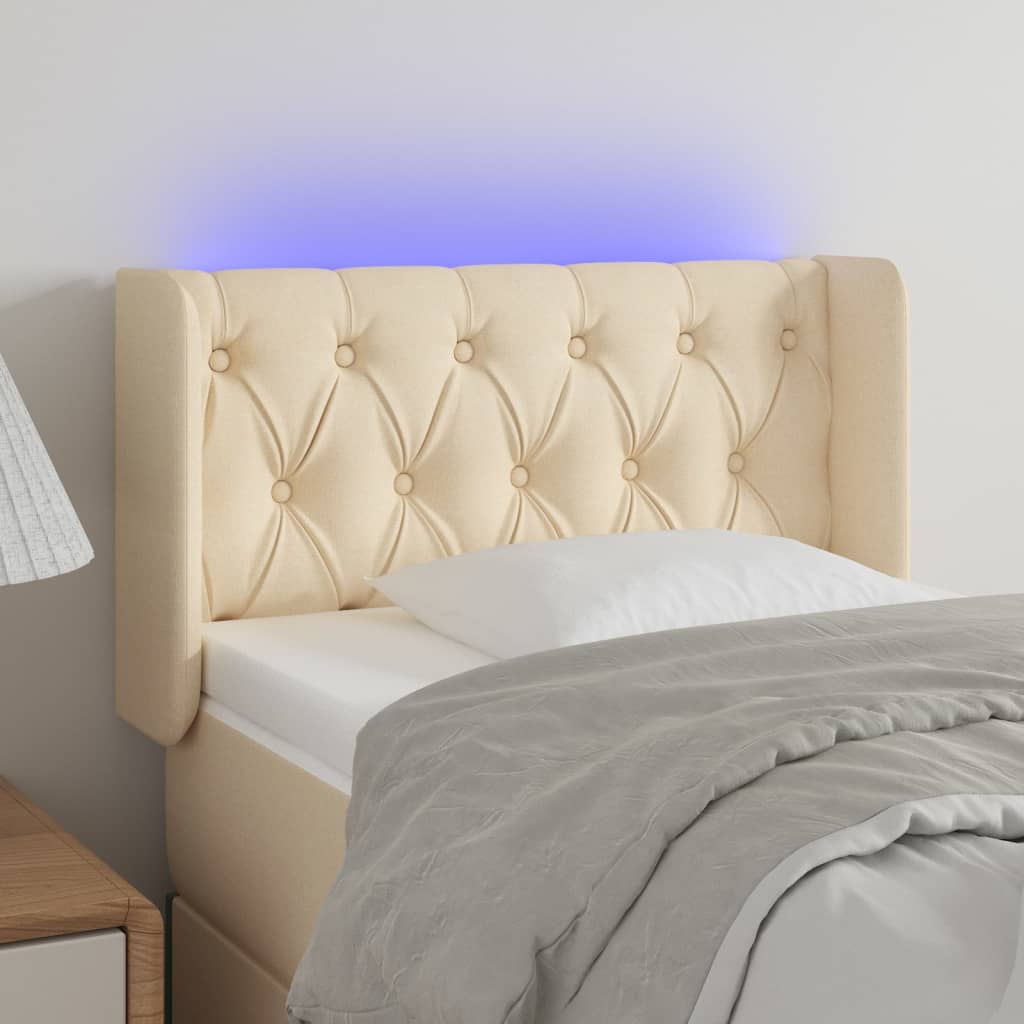 Testiera a LED Crema 83x16x78/88 cm in Tessuto