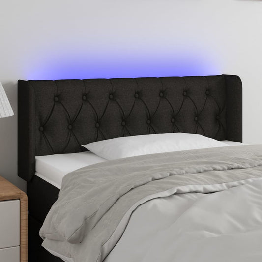 Testiera a LED Nera 93x16x78/88 cm in Tessuto | homemem39