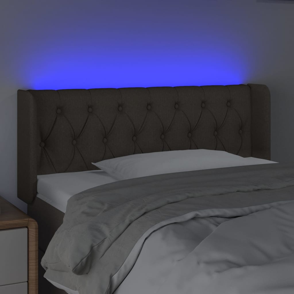 Testiera a LED Tortora 93x16x78/88 cm in Tessuto