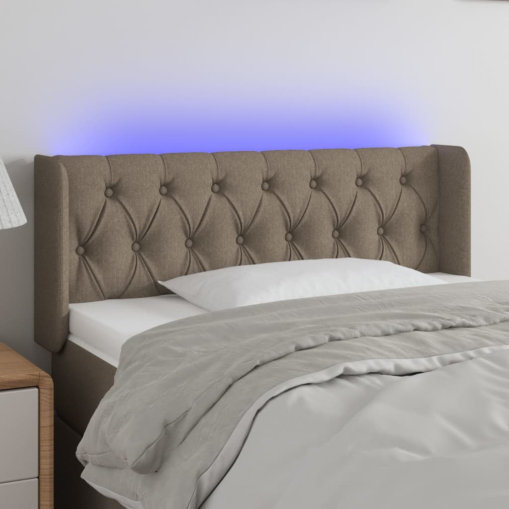 Testiera a LED Tortora 93x16x78/88 cm in Tessuto | homemem39