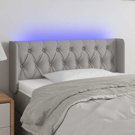 Testiera Grigio Chiaro a LED 103x16x78/88 cm in Tessuto