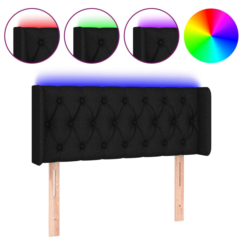 Testiera a LED Nera 103x16x78/88 cm in Tessuto | homemem39