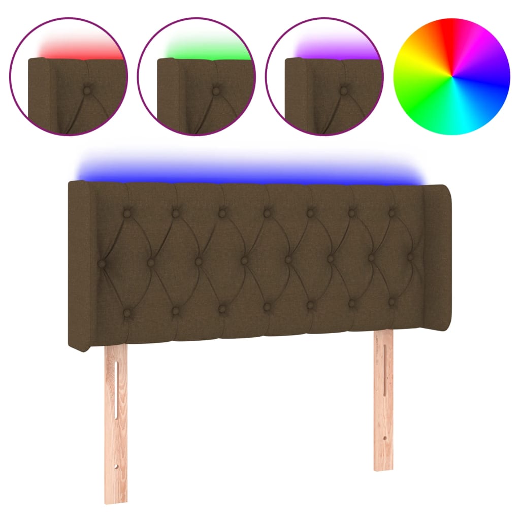 Testiera a LED Marrone Scuro 103x16x78/88 cm in Tessuto | homemem39