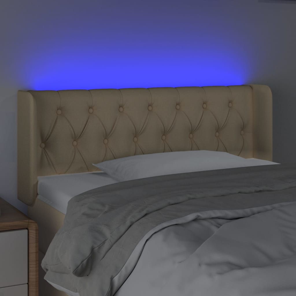 Testiera a LED Crema 103x16x78/88 cm in Tessuto