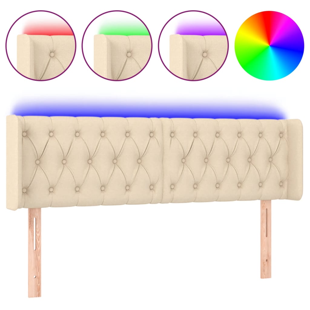 Testiera a LED Crema 147x16x78/88 cm in Tessuto - homemem39