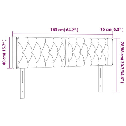 Testiera a LED Nera 163x16x78/88 cm in Tessuto | homemem39