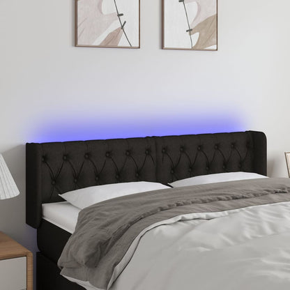 Testiera a LED Nera 163x16x78/88 cm in Tessuto | homemem39