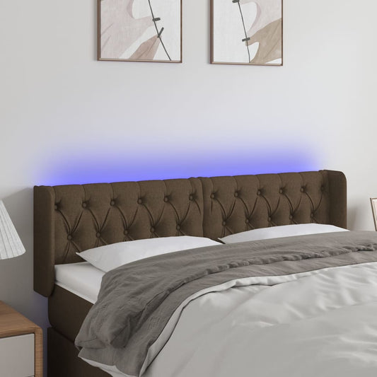 Testiera a LED Marrone Scuro 163x16x78/88 cm in Tessuto | homemem39