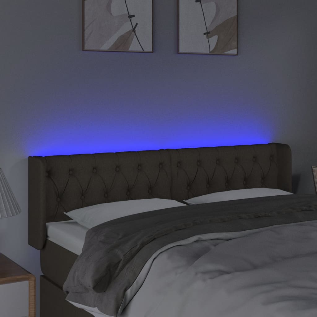 Testiera a LED Tortora 163x16x78/88 cm in Tessuto