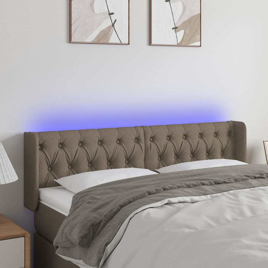 Testiera a LED Tortora 163x16x78/88 cm in Tessuto