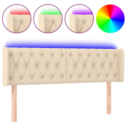 Testiera a LED Crema 163x16x78/88 cm in Tessuto