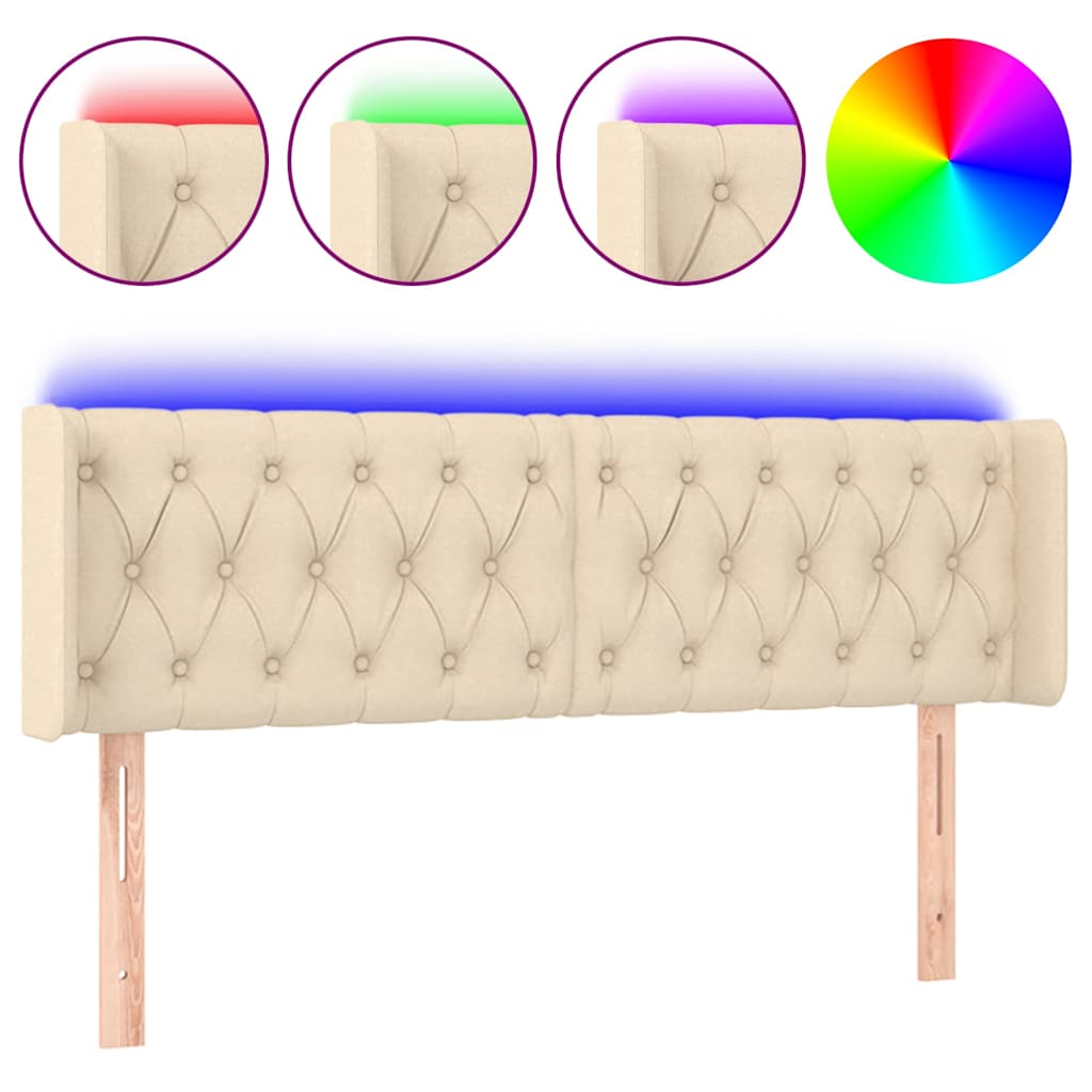 Testiera a LED Crema 163x16x78/88 cm in Tessuto