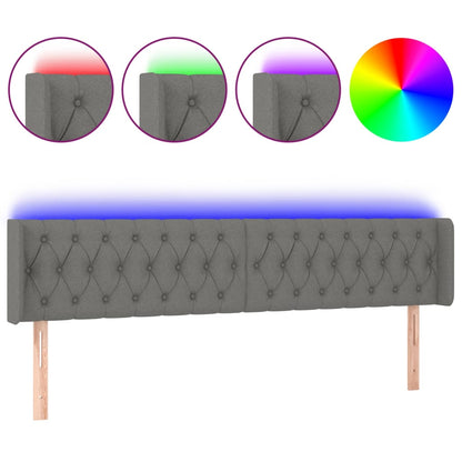 Testiera a LED Grigio Scuro 183x16x78/88 cm in Tessuto