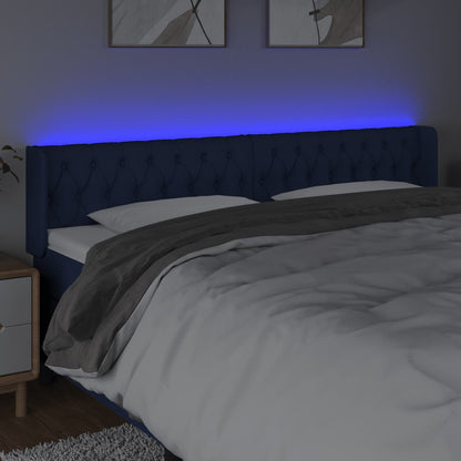 Testiera a LED Blu 203x16x78/88 cm in Tessuto
