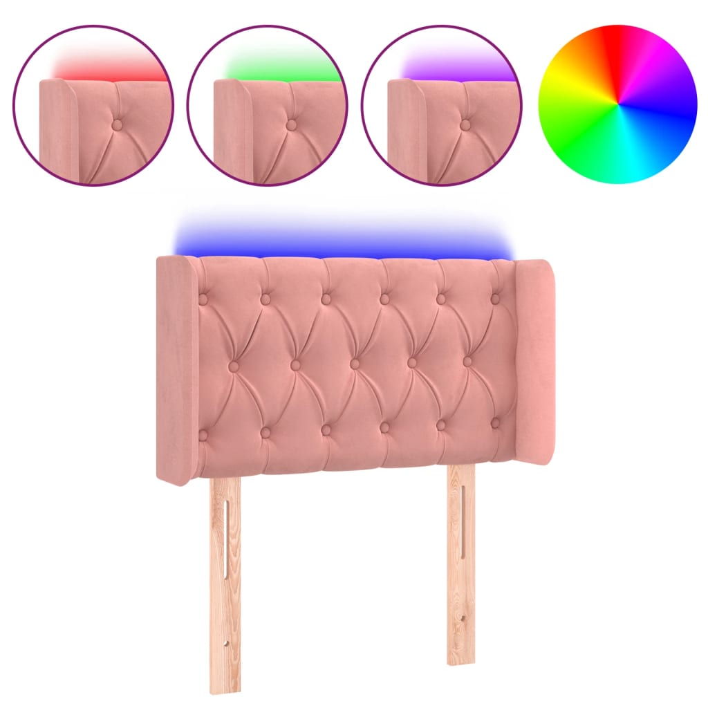 Testiera a LED Rosa 83x16x78/88 cm in Velluto - homemem39