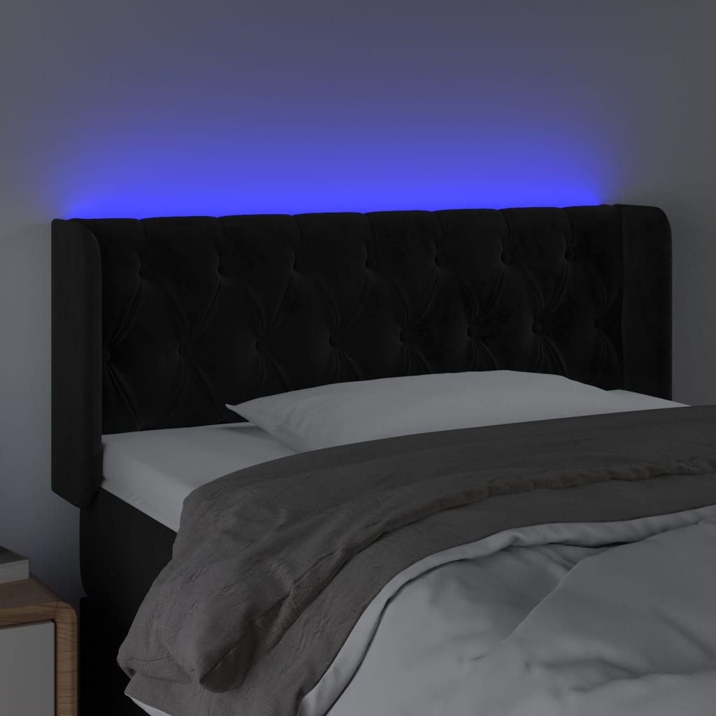 Testiera a LED Nera 93x16x78/88 cm in Velluto