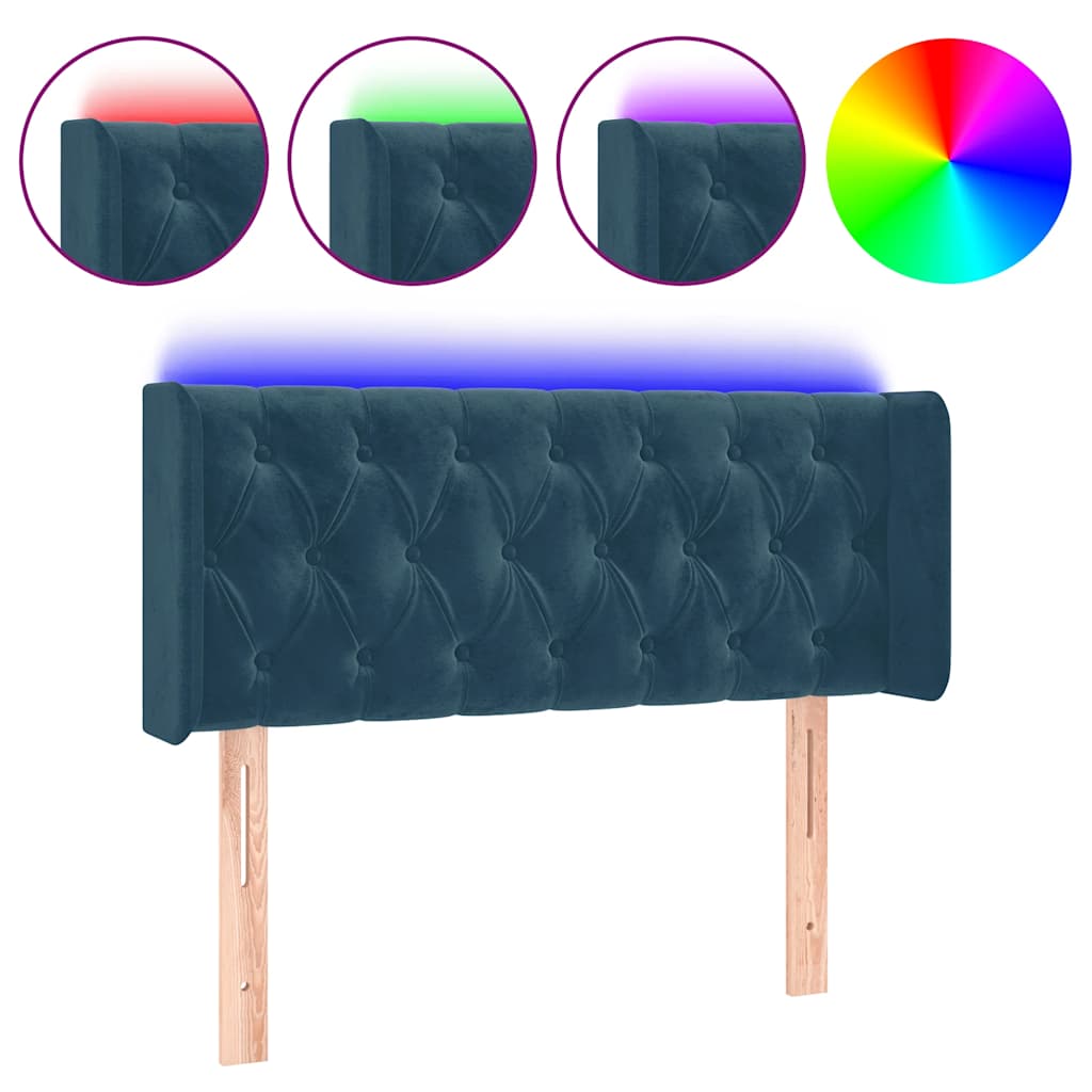 Testiera a LED Blu scuro 93x16x78/88 cm in Velluto | homemem39