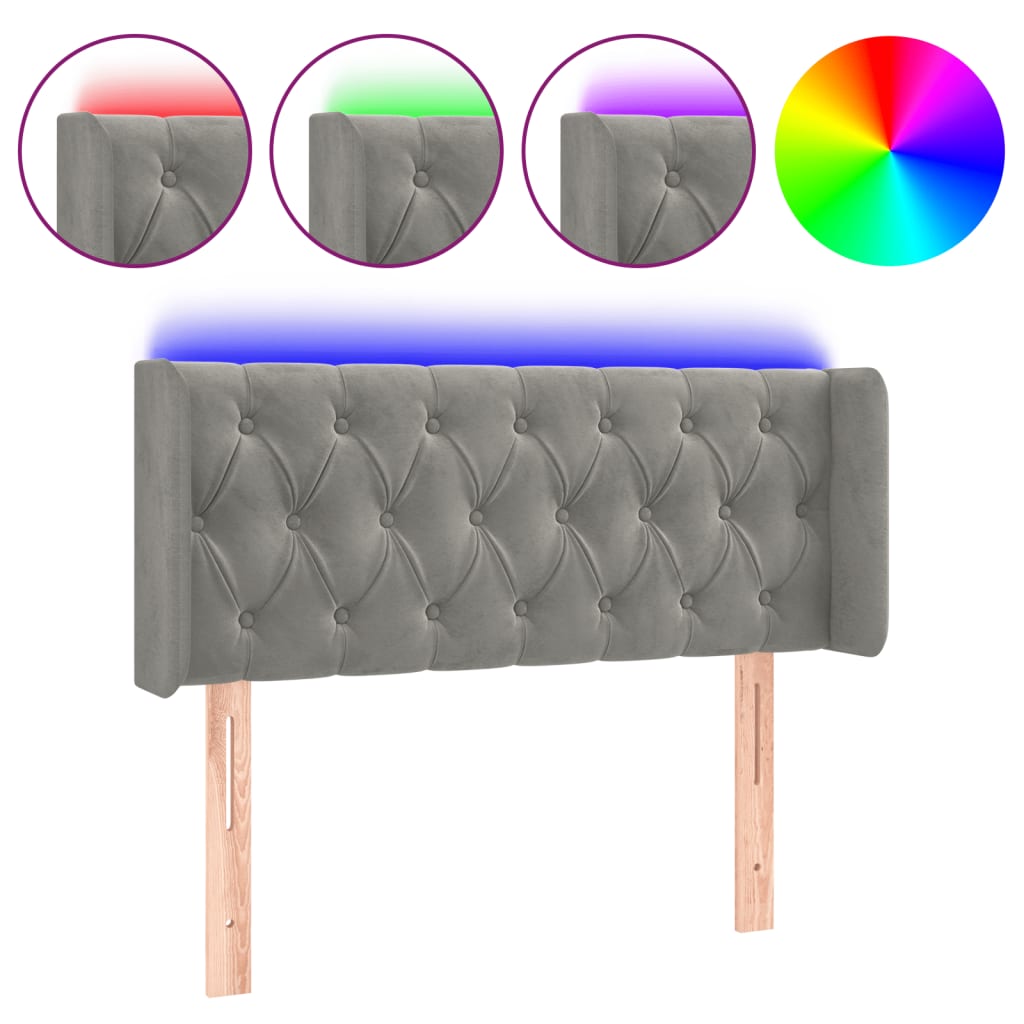 Testiera Grigio Chiaro a LED 103x16x78/88 cm in Velluto - homemem39