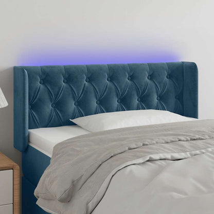 Testiera a LED Blu Scuro 103x16x78/88 cm in Velluto