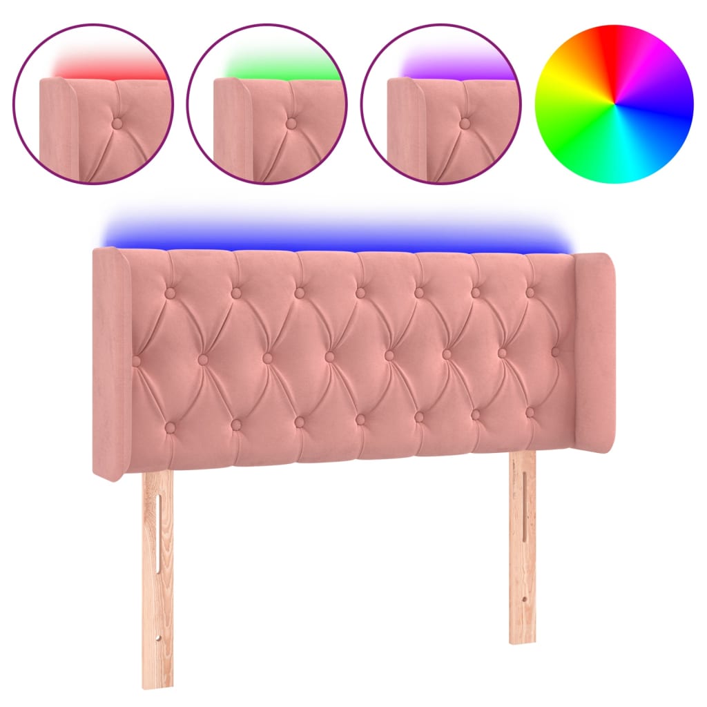 Testiera a LED Rosa 103x16x78/88 cm in Velluto | homemem39