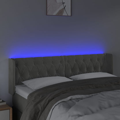 Testiera Grigio Chiaro a LED 147x16x78/88 cm in Velluto