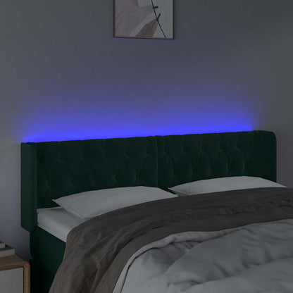 Testiera a LED Verde Scuro 147x16x78/88 cm in Velluto