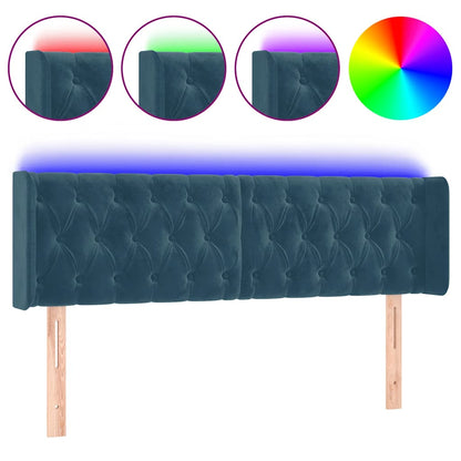 Testiera a LED Blu Scuro 163x16x78/88 cm in Velluto