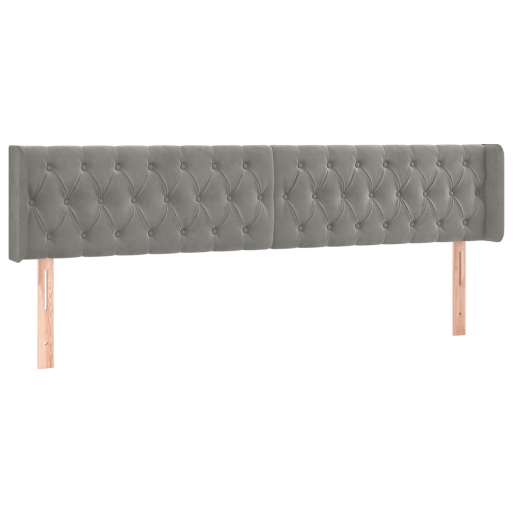 Testiera a LED Grigio Chiaro 183x16x78/88 cm in Velluto