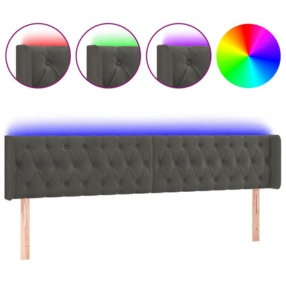 Testiera a LED Grigio Scuro 183x16x78/88 cm in Velluto
