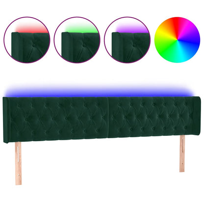 Testiera a LED Verde Scuro 183x16x78/88 cm in Velluto