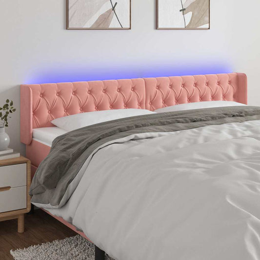 Testiera a LED Rosa 183x16x78/88 cm in Velluto
