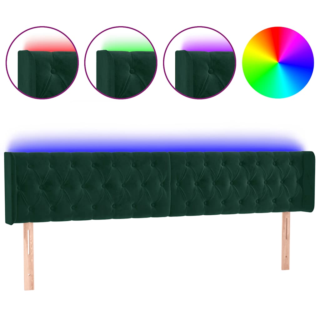 Testiera a LED Verde Scuro 203x16x78/88 cm in Velluto | homemem39