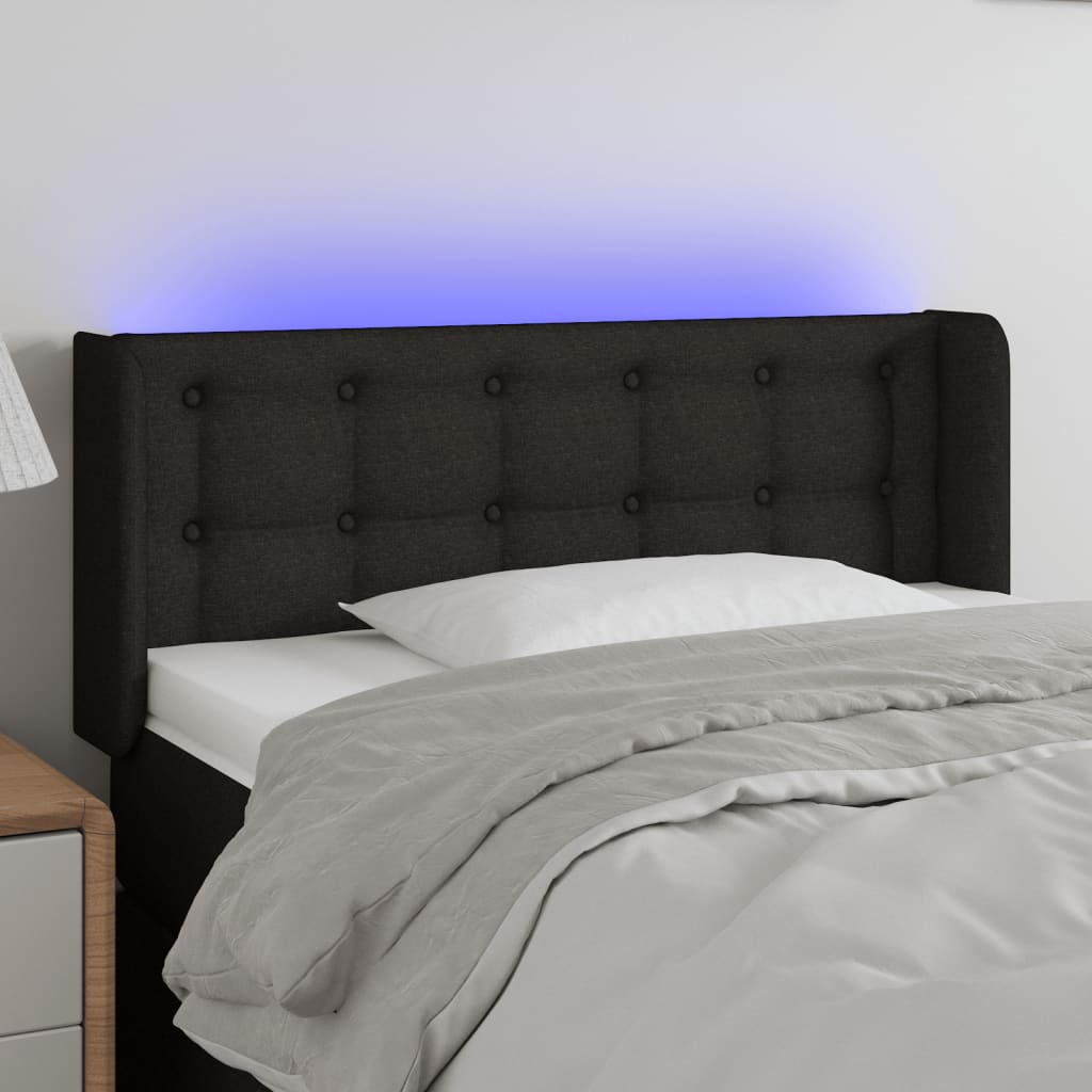 Testiera a LED Nera 93x16x78/88 cm in Tessuto | homemem39