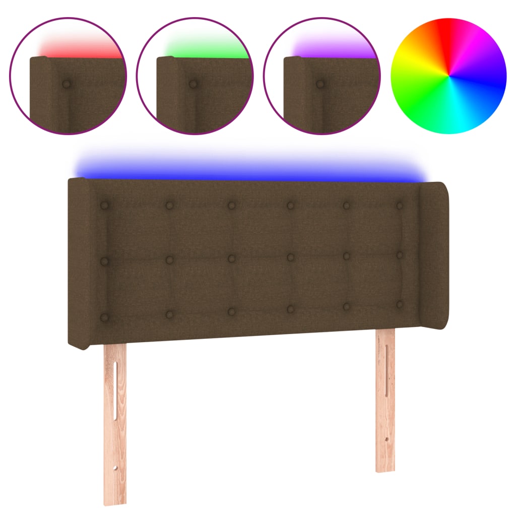 Testiera a LED Marrone Scuro 93x16x78/88 cm in Tessuto | homemem39