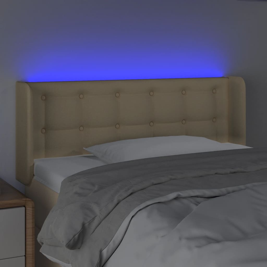 Testiera a LED Crema 93x16x78/88 cm in Tessuto