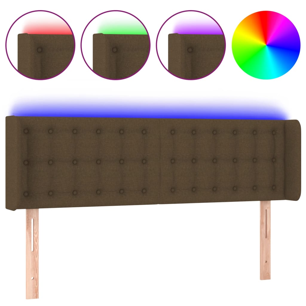 Testiera a LED Marrone Scuro 147x16x78/88 cm in Tessuto | homemem39
