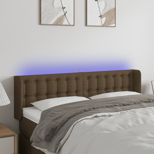Testiera a LED Marrone Scuro 147x16x78/88 cm in Tessuto | homemem39