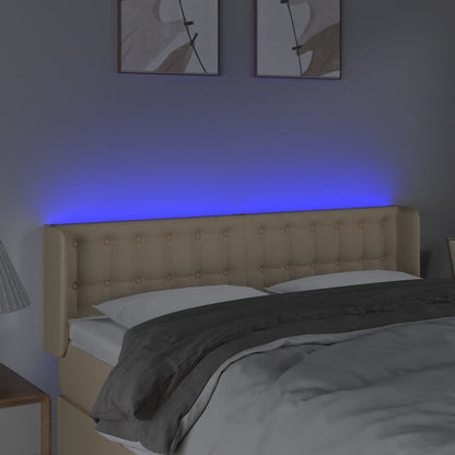 Testiera a LED Crema 147x16x78/88 cm in Tessuto