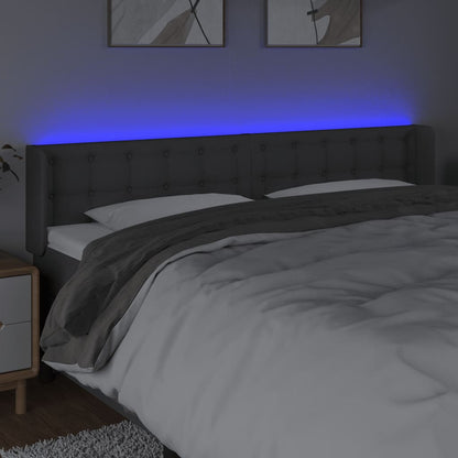 Testiera a LED Grigio Scuro 183x16x78/88 cm in Tessuto