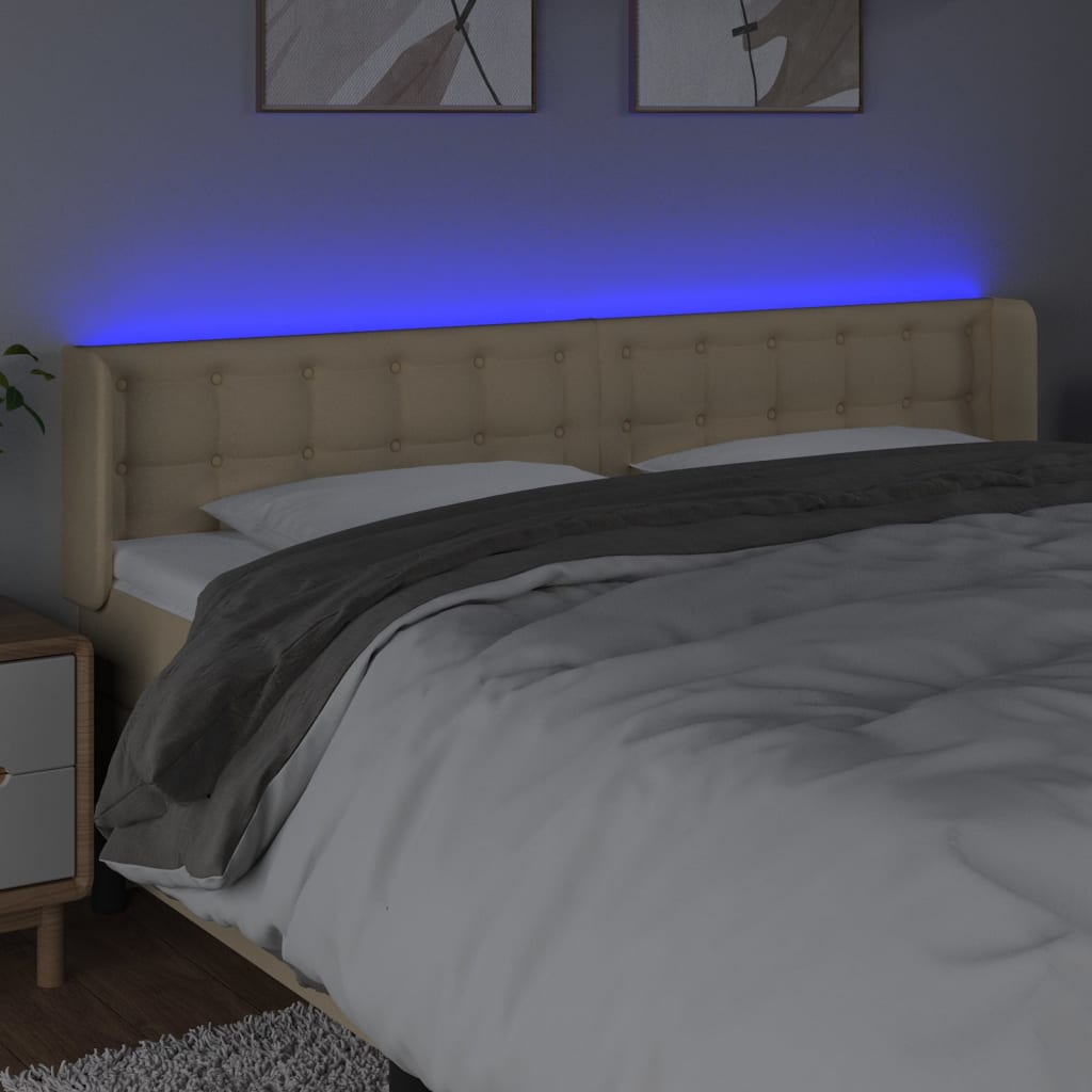 Testiera a LED Crema 183x16x78/88 cm in Tessuto
