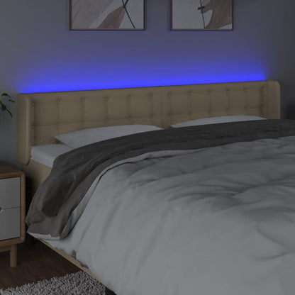 Testiera a LED Crema 183x16x78/88 cm in Tessuto