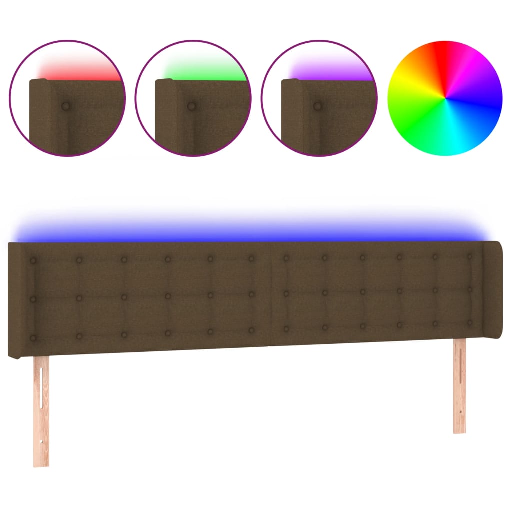 Testiera a LED Marrone Scuro 203x16x78/88 cm in Tessuto | homemem39