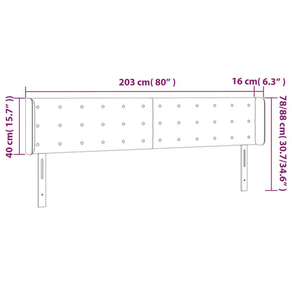 Testiera a LED Marrone Scuro 203x16x78/88 cm in Tessuto | homemem39
