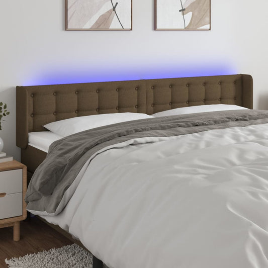 Testiera a LED Marrone Scuro 203x16x78/88 cm in Tessuto | homemem39