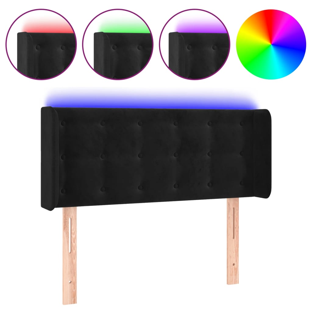 Testiera a LED Nera 83x16x78/88 cm in Velluto - homemem39