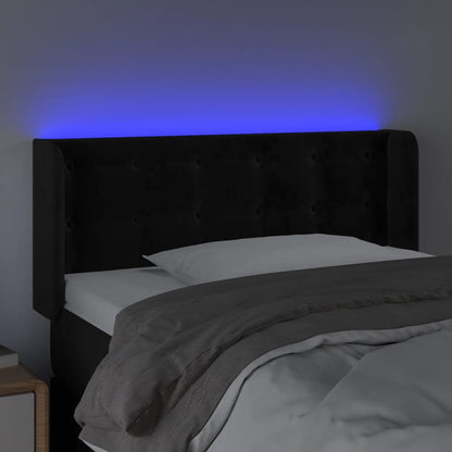 Testiera a LED Nera 93x16x78/88 cm in Velluto
