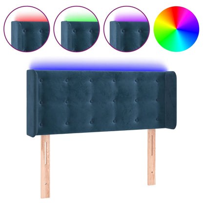 Dark Blue LED Headboard 93x16x78/88 cm in Velvet