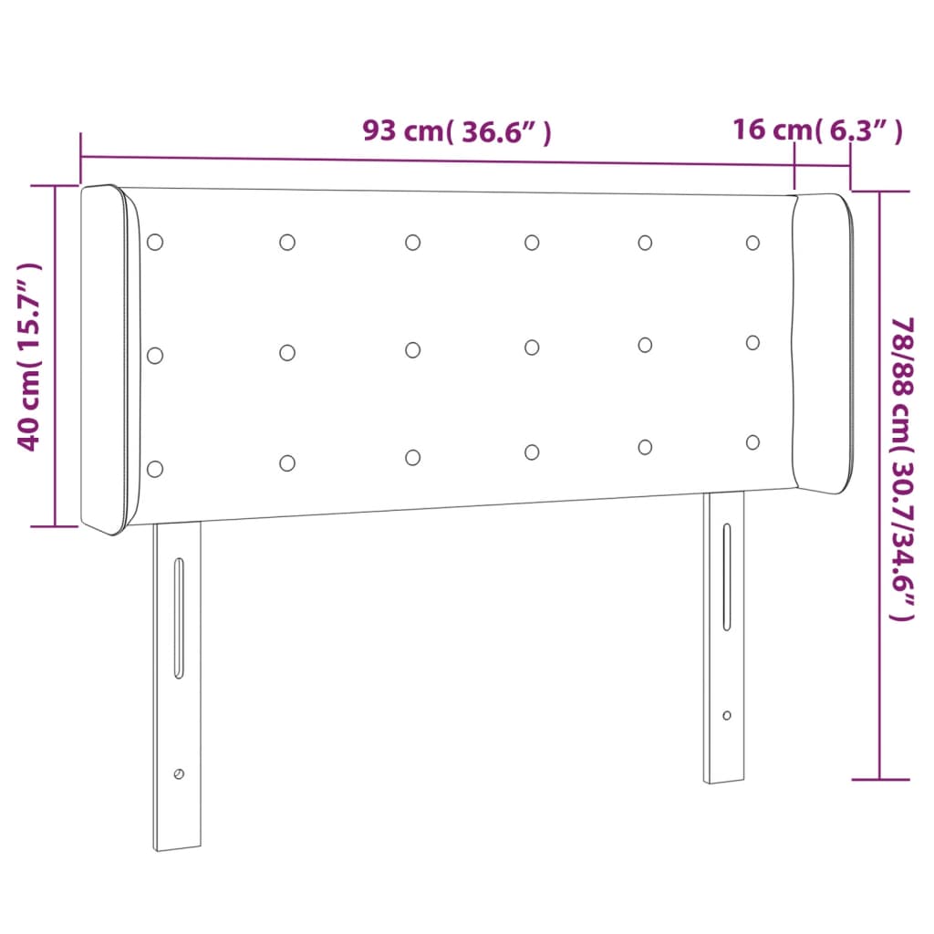 Dark Blue LED Headboard 93x16x78/88 cm in Velvet