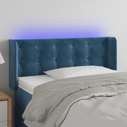 Dark Blue LED Headboard 93x16x78/88 cm in Velvet